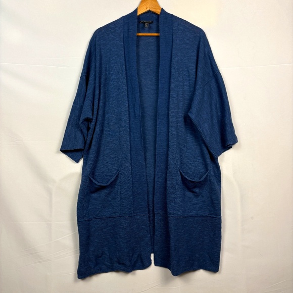 Eileen Fisher Linen Cotton Knit Duster Cardigan Top L/ XL Breathable Lagenlook - Picture 1 of 14